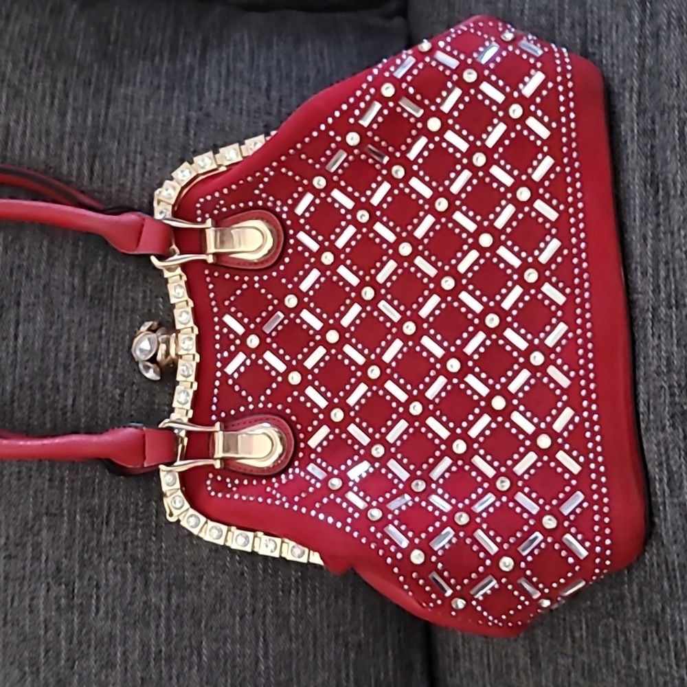 A Designer Red Rhinestone Bag